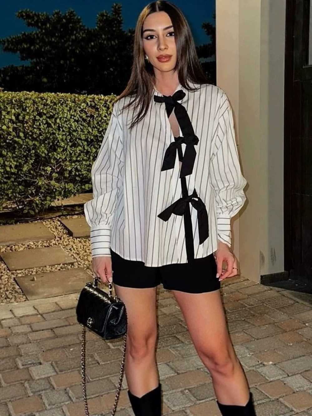 Zara Design High End Spring Long Sleeve Patchwork Slim Shirt Office Top
